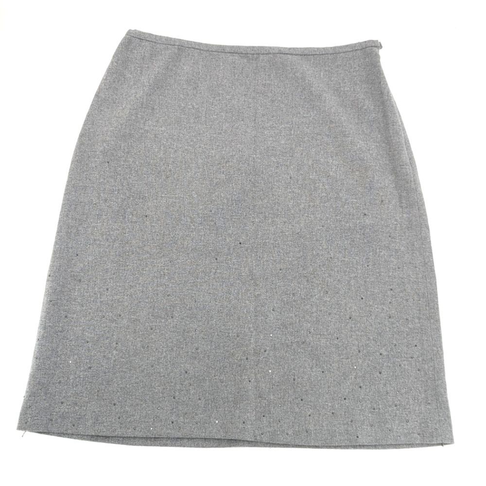 Gap Gray Wool Blend Sparkle Embellished A Line Knee Length Lined Skirt Size 16